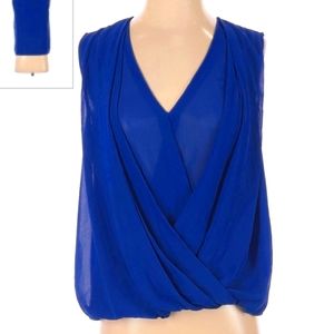 Forever 21 Small Bluedraping wrap surplise blouse